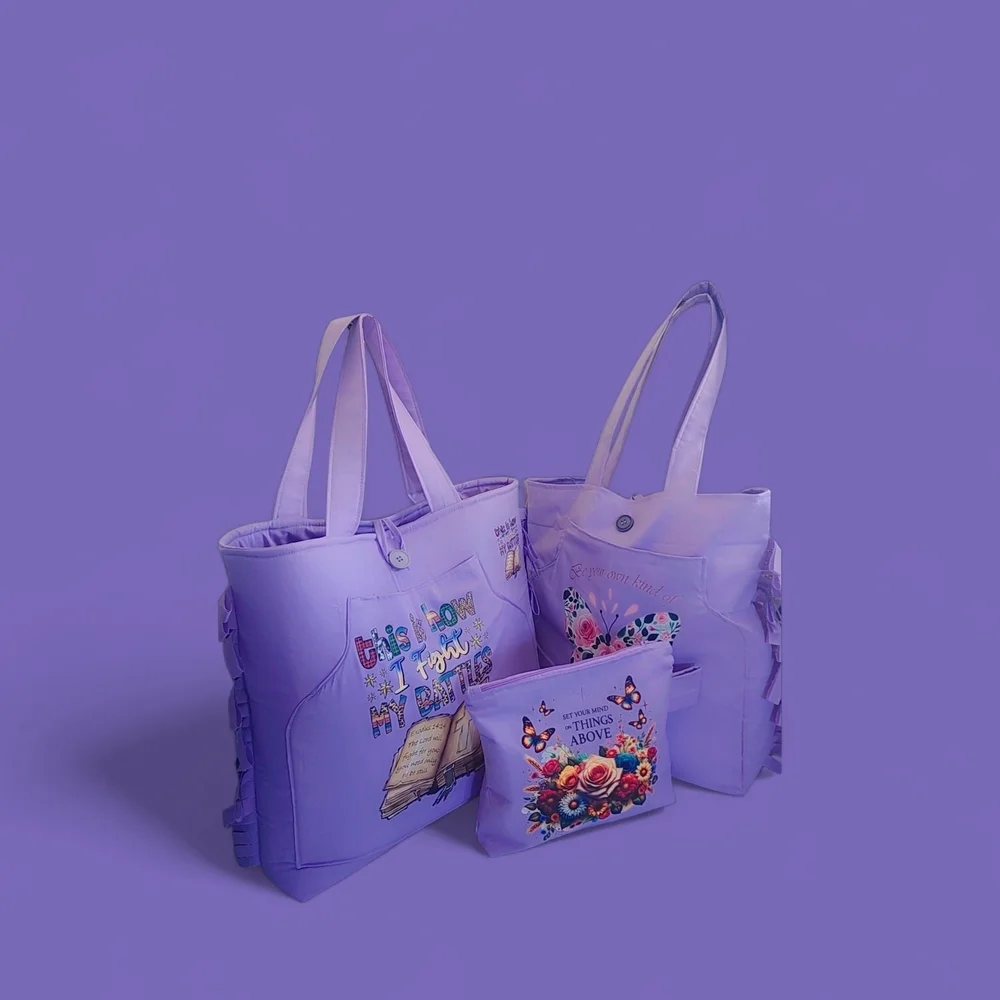 Vibrant Purple Floral Tote Bag Collection
